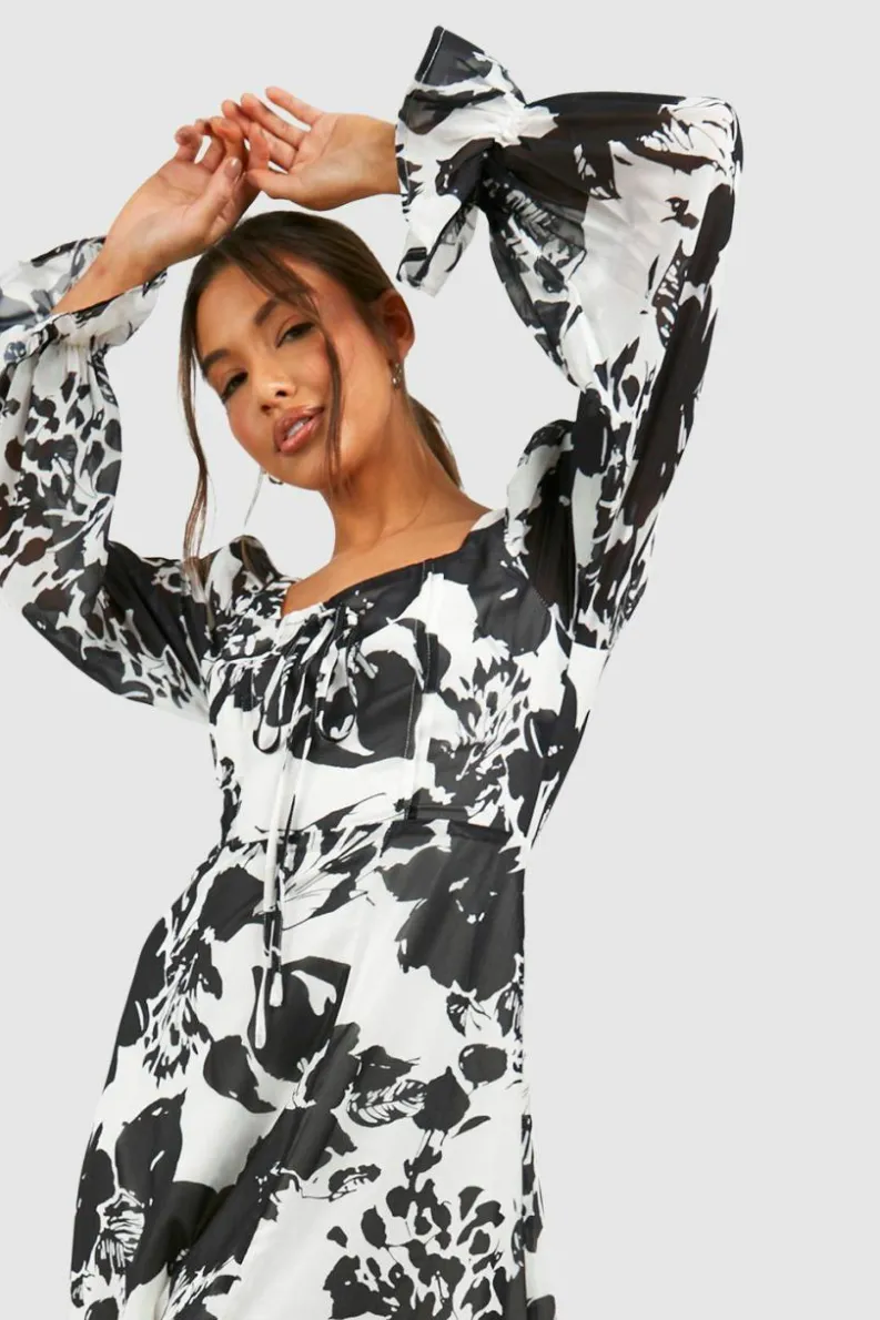 Skater Dresses|Midi Dresses*boohoo Blosuon Sleeve Midi Milkmaid Dress cream