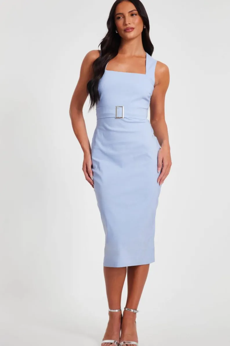 Midi Dresses*Quiz Belted Midi Dress Blue