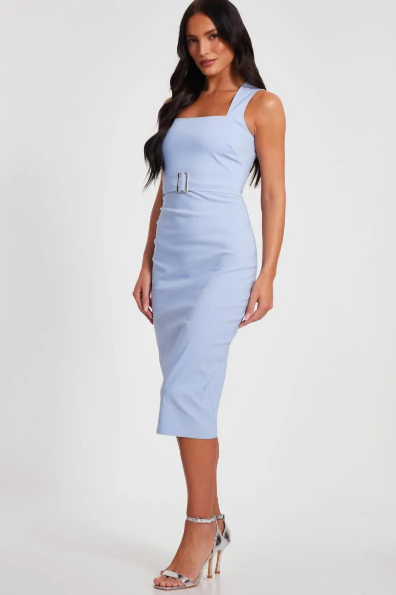 Midi Dresses*Quiz Belted Midi Dress Blue