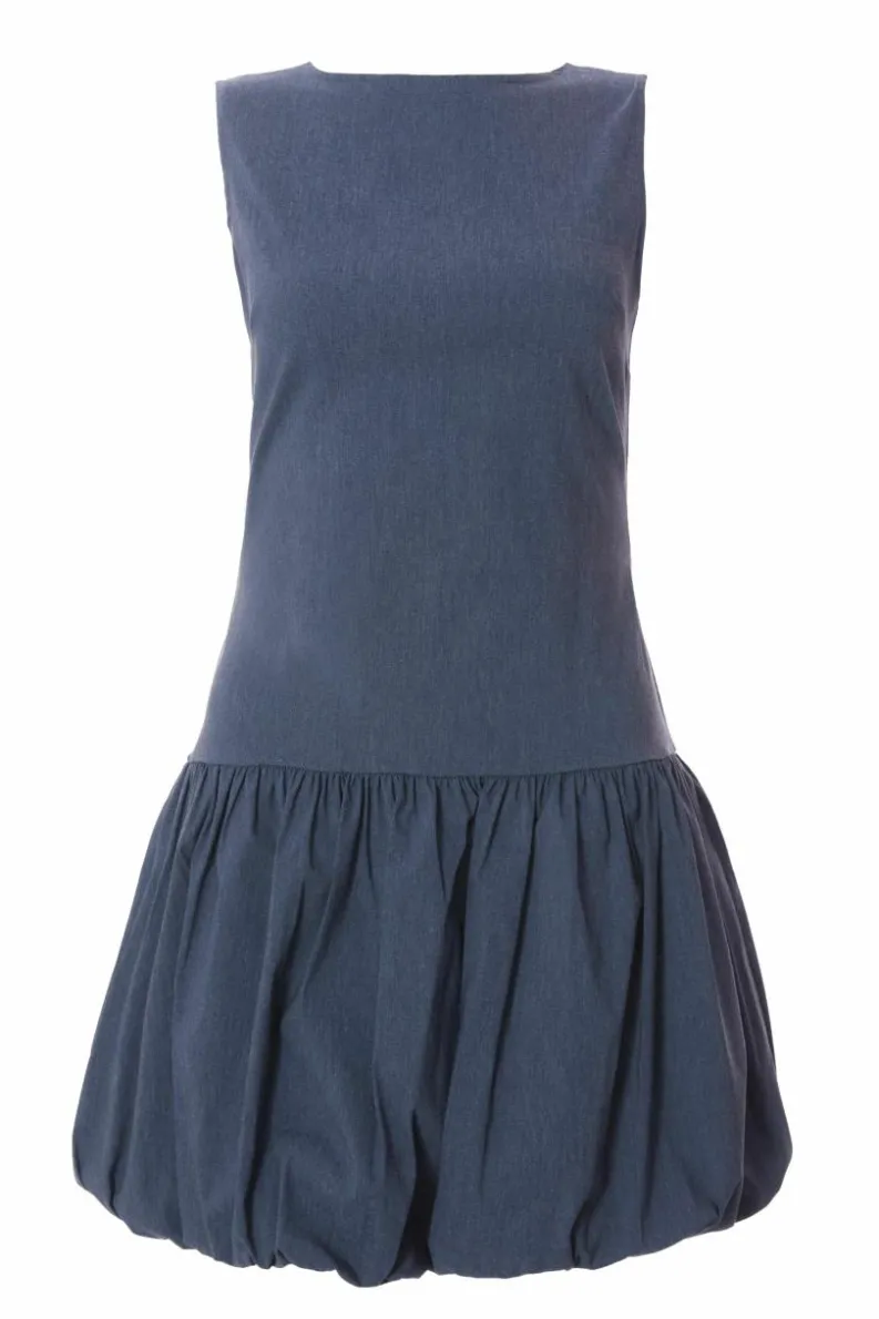 Skater Dresses*Quiz Denim Puff Ball Skater Dress Blue