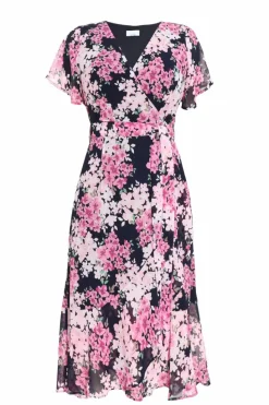 Midi Dresses*Quiz Floral Dip Hem Midi Dress Blue