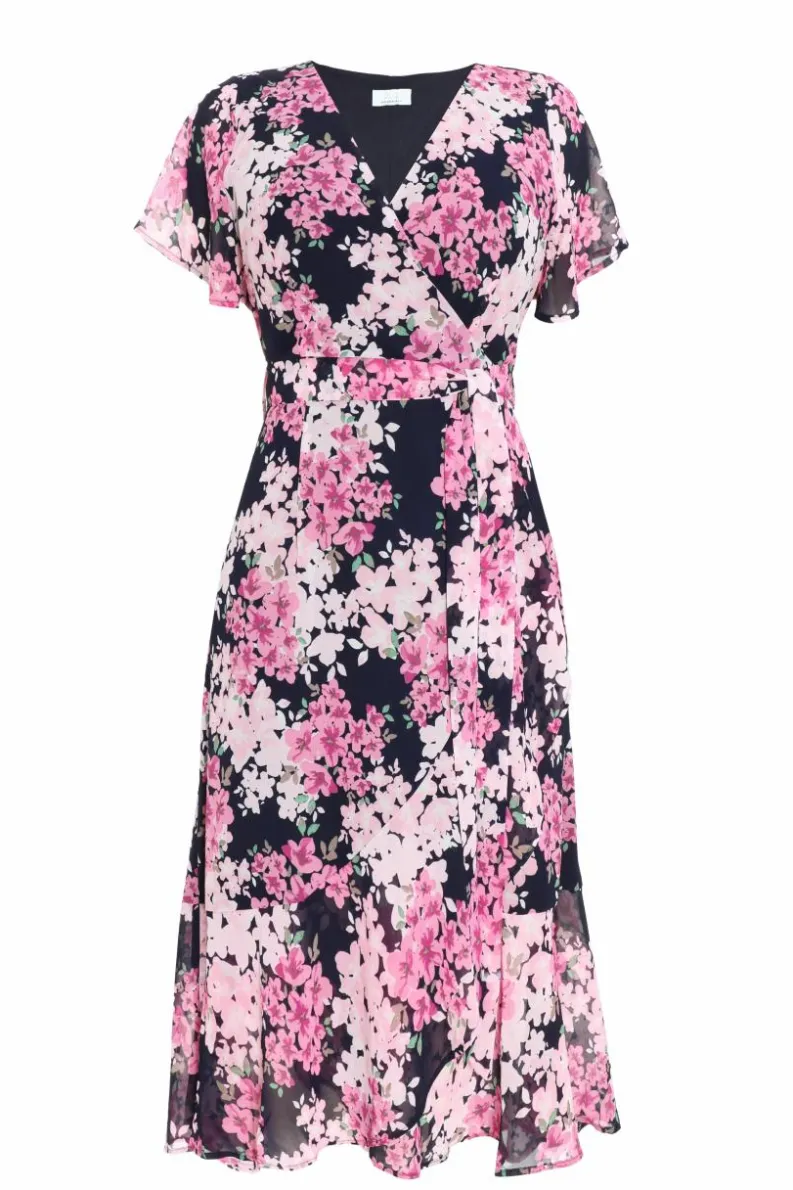 Midi Dresses*Quiz Floral Dip Hem Midi Dress Blue