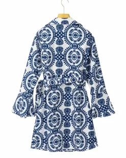 Wrap Dresses*Azura Exchange Floral Print V Neck Wrapped Knot Long Sleeve Dress Blue