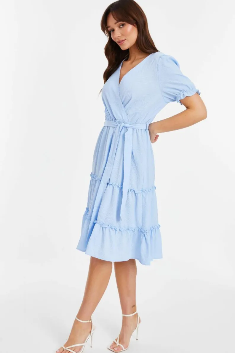 Midi Dresses*Quiz Frill Midi Dress Blue