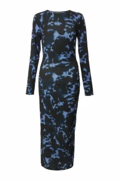 Midi Dresses*Quiz Marble Ruched Midi Dress Blue