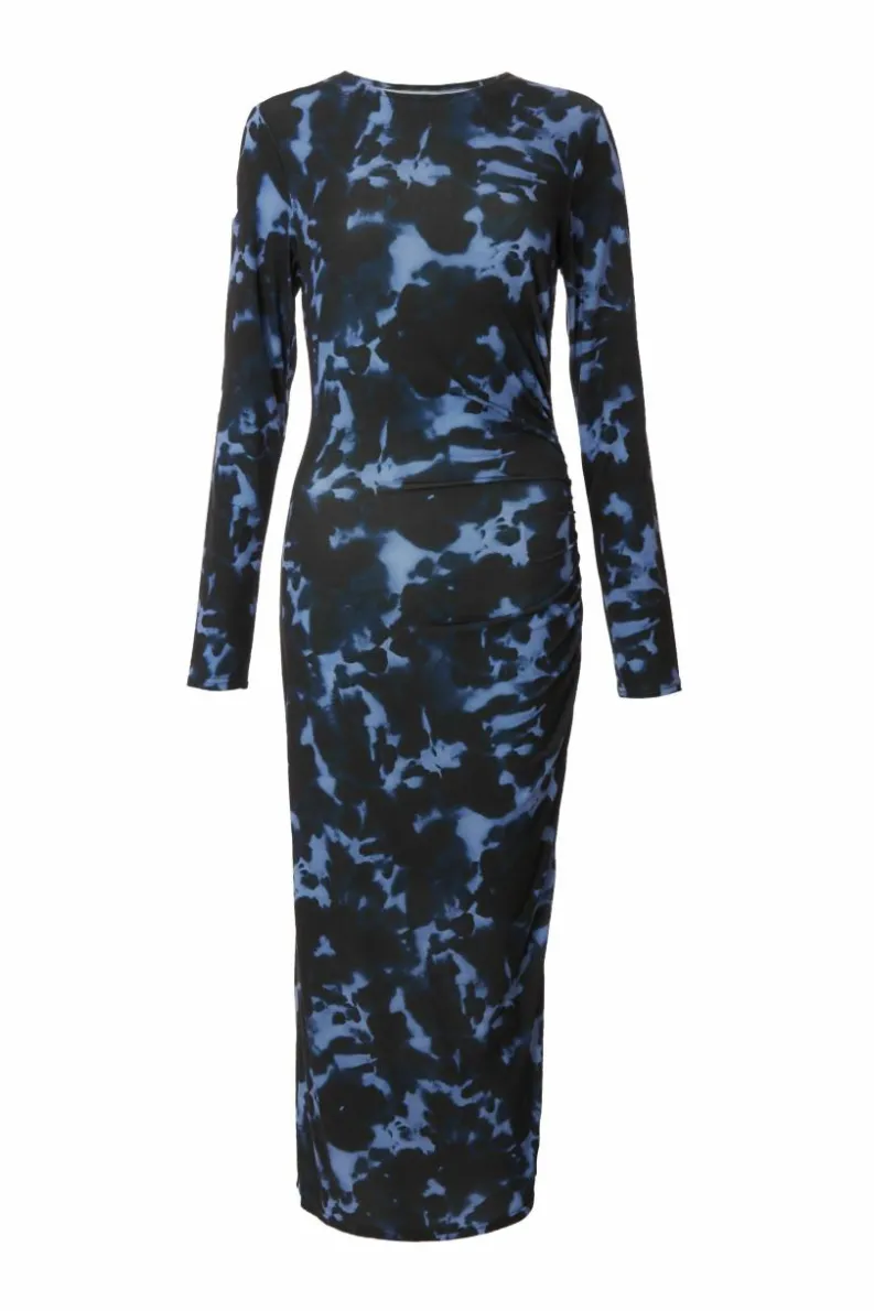 Midi Dresses*Quiz Marble Ruched Midi Dress Blue