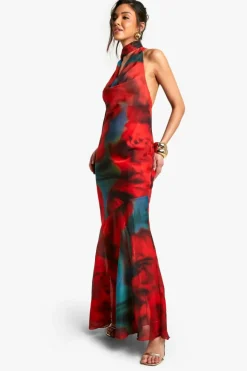 Maxi Dresses|Dresses*boohoo Blur Chiffon Halterneck Maxi Dress multi