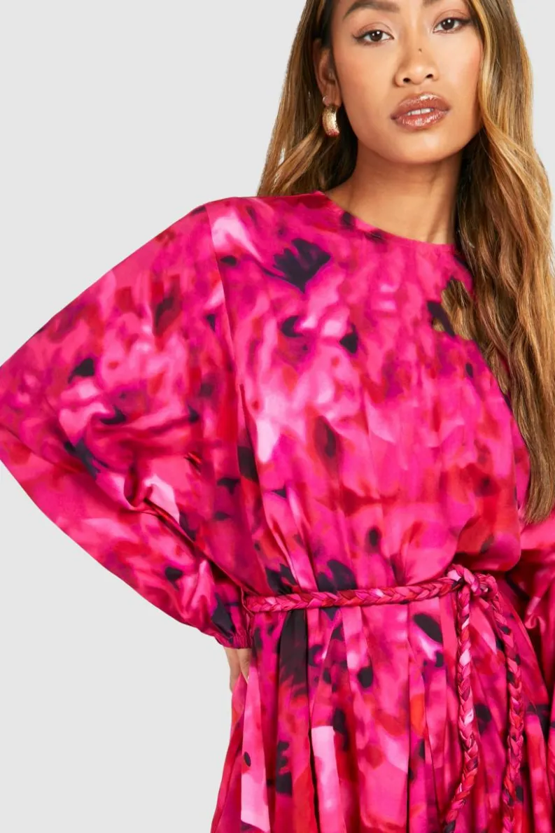 Skater Dresses*boohoo Blur Print Godet Mini Dress pink