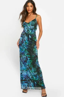 Cami Dresses|Maxi Dresses*boohoo Blur Print Mesh Cami Maxi Dress multi
