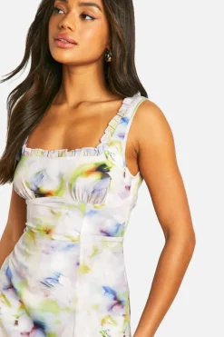 Skater Dresses|Midi Dresses*boohoo Blurred Floral Milkmaid Midi Dress multi