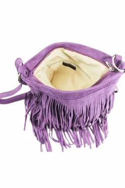 Cross-Body Bags|Handbags*Kitise Boho Style Italian Fringed Suede Crossbody Bag Black