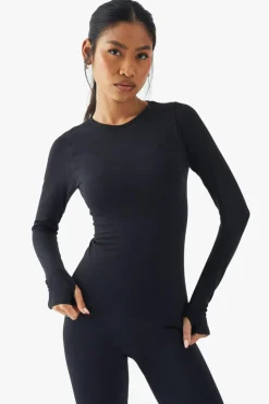 Long Sleeve Tops|Boohoo Basics*boohoo Basics Seamless Rib Long Sleeve Top black