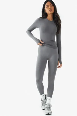 Long Sleeve Tops|Boohoo Basics*boohoo Basics Seamless Rib Long Sleeve Top charcoal