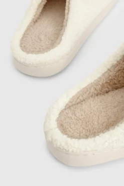 Slippers|Slippers*boohoo Borg Cherry Slippers cream