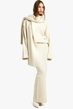 Knitted Co-Ords|Skirts*boohoo Borg Knit Oversized Jumper, Maxi Skirt And Scarf Three Piece Set cream