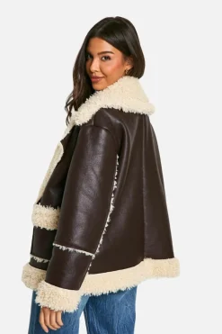 Up To 80% Off Winter Warmers|Aviator Jackets*boohoo Borg Trim Jacket fudge