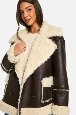 Up To 80% Off Winter Warmers|Aviator Jackets*boohoo Borg Trim Jacket fudge