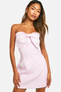 Blazer Dresses*boohoo Boucle Bow Mini Dress pink