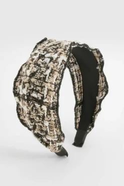 Hair Accessories*boohoo Boucle Check Wide Headband gold