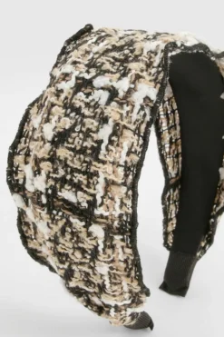 Hair Accessories*boohoo Boucle Check Wide Headband gold