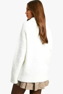 Jumpers|Up To 80% Off Winter Warmers*boohoo Boucle Knit Collar Detail Jumper cream
