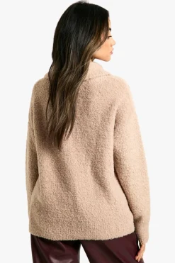 Jumpers|Jumpers & Cardigans*boohoo Boucle Knit Collar Detail Jumper camel