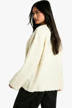 Cardigans|Up To 80% Off Winter Warmers*boohoo Boucle Knit Stitch Detail Cardigan cream