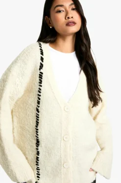 Cardigans|Up To 80% Off Winter Warmers*boohoo Boucle Knit Stitch Detail Cardigan cream