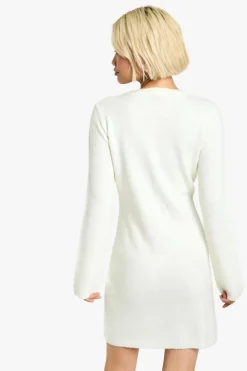 Mini Dresses|Jumper Dresses*boohoo Boucle Knitted Button Down Mini Dress cream