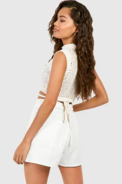 Knitted Tops*boohoo Boucle Knitted Sleeveless Top cream