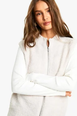 Cardigans|Gilets*boohoo Boucle Knitted Zip Through Gilet stone