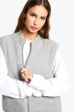 Cardigans|Gilets*boohoo Boucle Knitted Zip Through Gilet grey