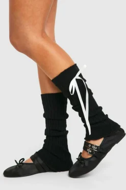 Tights & Socks|Tights & Socks*boohoo Bow Detail Knitted Leg Warmers black