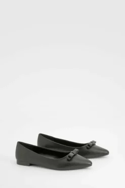 Flats*boohoo Bow Detail Pointed Flats black