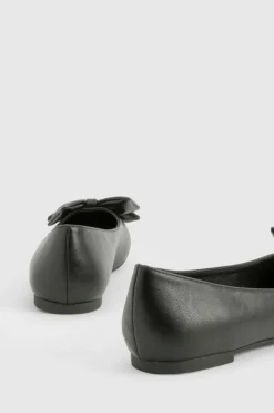 Ballet Flats|Flats*boohoo Bow Round Toe Ballerina black