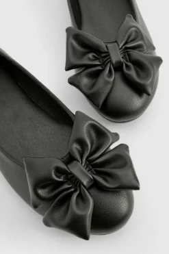 Ballet Flats|Flats*boohoo Bow Round Toe Ballerina black