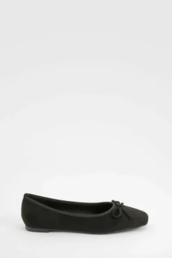 Ballet Flats|Flats*boohoo Bow Square Toe Ballerina black