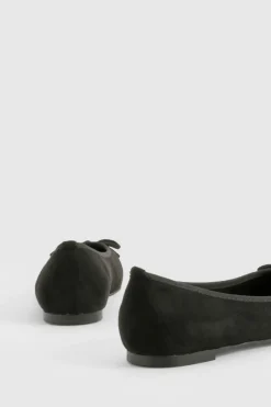 Ballet Flats|Flats*boohoo Bow Square Toe Ballerina black