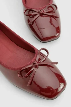 Ballet Flats|Flats*boohoo Bow Square Toe Ballerina burgundy