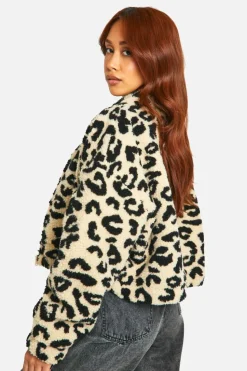 Up To 80% Off Winter Warmers|Bomber Jackets*boohoo Boxy Print Teddy Bomber Jacket leopard