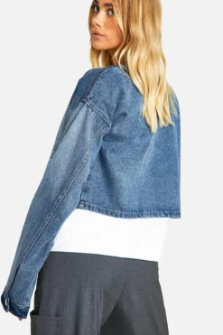 Up To 80% Off Winter Warmers|Denim Jackets*boohoo Boxy Pocket Detail Washed Denim Jacket washed indigo