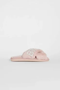 Slippers|Slippers*boohoo Bride Squad Embellished Slippers blush