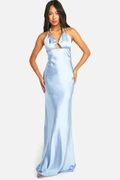 Maxi Dresses|Dresses*boohoo Bridesmaid Satin Cut Out Maxi Dress blue