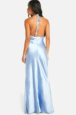 Maxi Dresses|Dresses*boohoo Bridesmaid Satin Cut Out Maxi Dress blue