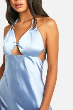 Maxi Dresses|Dresses*boohoo Bridesmaid Satin Cut Out Maxi Dress blue