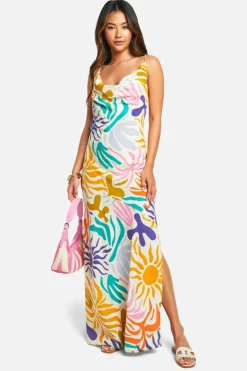 Smock Dresses|Maxi Dresses*boohoo Bright Cotton Cowl Neck Maxi Dress multi