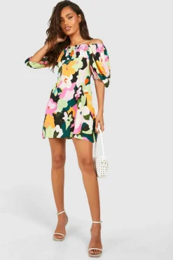 Smock Dresses*boohoo Bright Floral Puff Sleeve Smock Dress multi