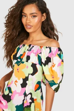 Smock Dresses*boohoo Bright Floral Puff Sleeve Smock Dress multi