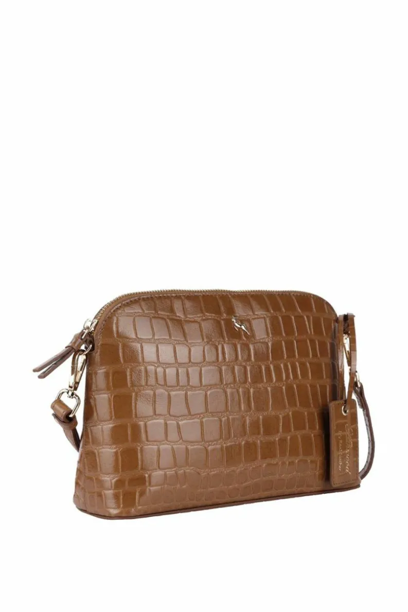 Shoulder Bags|Handbags*Ashwood Leather Brill' Croc Embossed Leather Shoulder Bag Tan