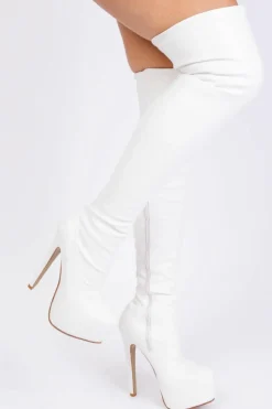 Over The Knee Boots|Heeled Boots*Where's That From Brinley' High Heel Over The Knee Boots White